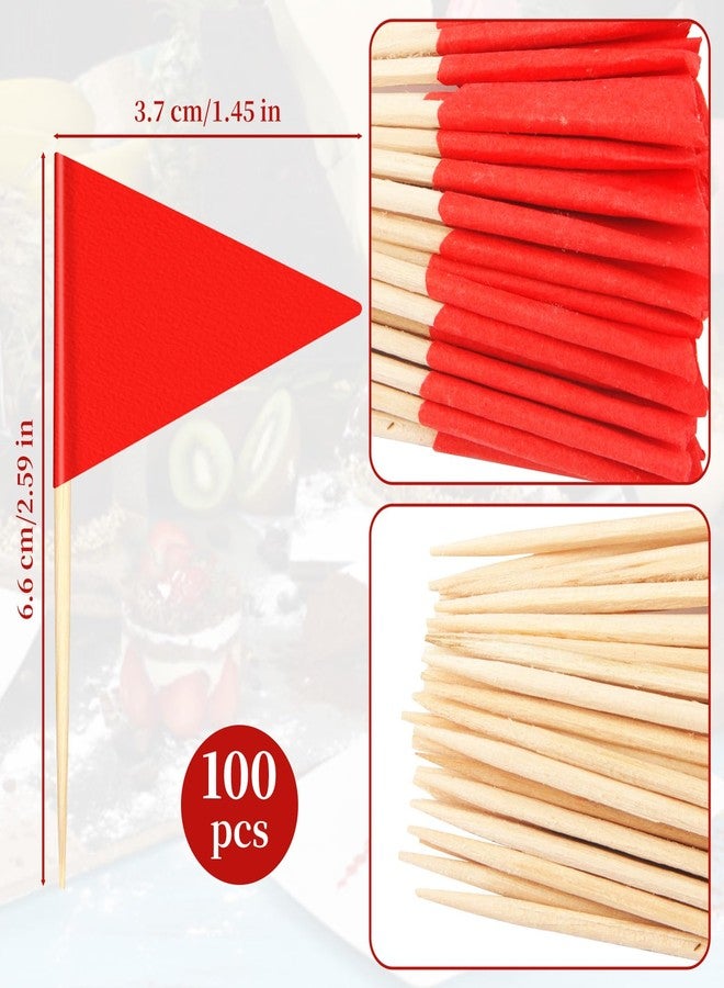 Notoke 100 PCS Solid Red Toothpick Flags - Mini Plain Red Triangle Sticks with Writable Surface, Golf Cupcake Toppers Sticks Blank Flag Fruit Cheese Markers for DIY Decorations & Custom Labeling - Image 2